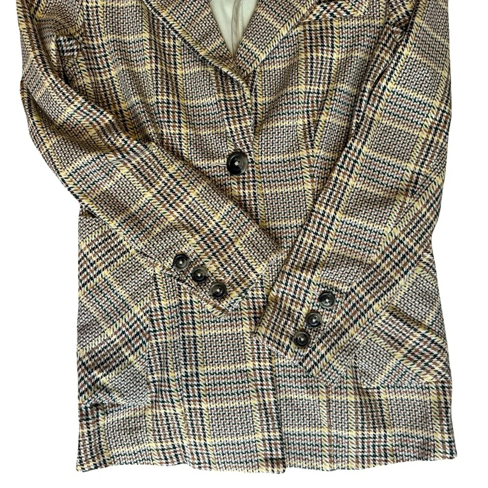 CAbi Women's Plaid Blazer - Black and Tan Size 0 Office Preppy Fall Checkered - Picture 13 of 14